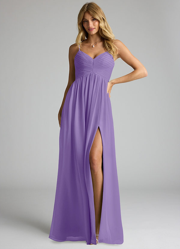 Azazie Alia Bridesmaid Dresses Tahiti A-Line Pleated Chiffon Dress image1
