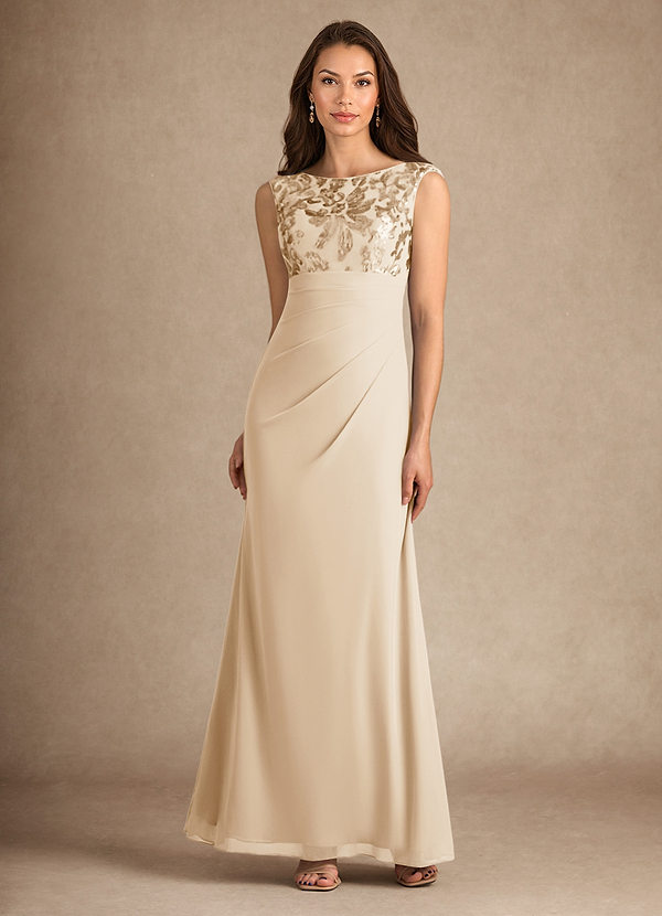 Azazie Henderson Mother of the Brides Dresses Champagne A-Line Sequins Dress image1