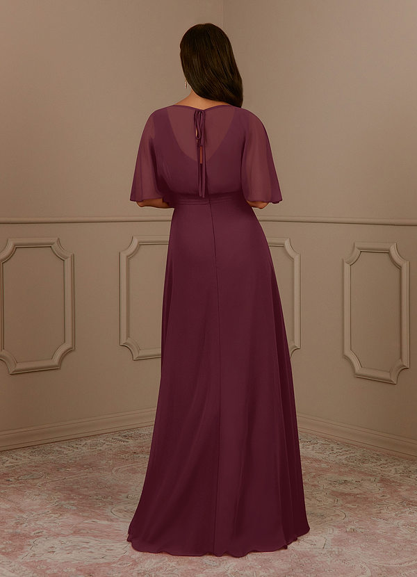 Cicinia Cabernet Mother Of The Bride Dress Long Chiffon Sheath With Sequined Lace Applique Cape main image 1