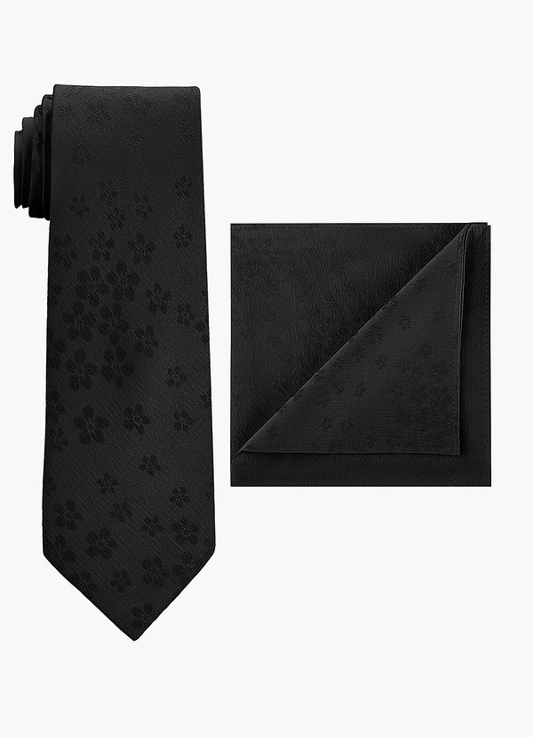 front Conjunto de corbata ancha y pañuelo de bolsillo en jacquard