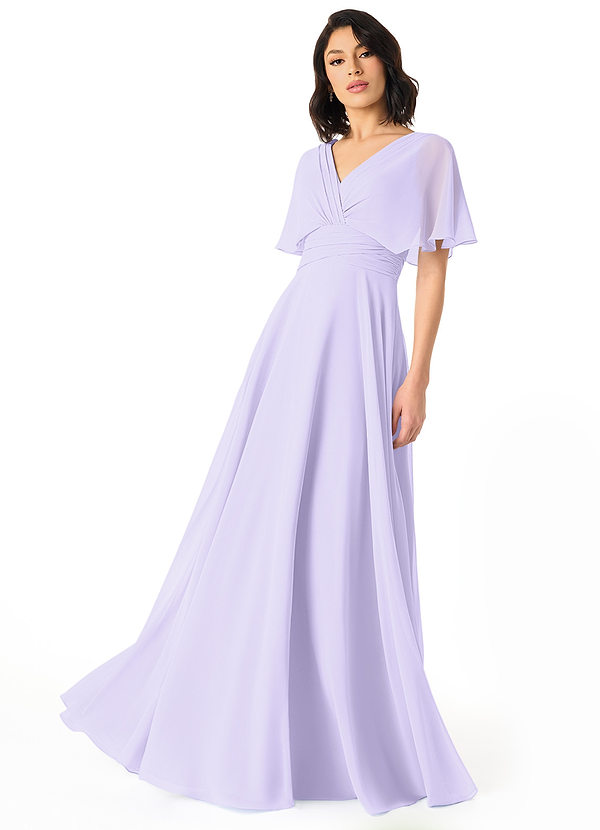 Azazie Pamela Bridesmaid Dresses Lilac A-Line V-Neck Pleated Chiffon Dress image1