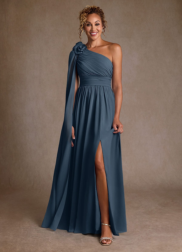 Azazie Lancaster Mother of the Brides Dresses Neptune A-Line One Shoulder Chiffon Dress image1