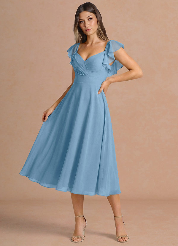 Leilani Steel Blue Midi Dress | Azazie
