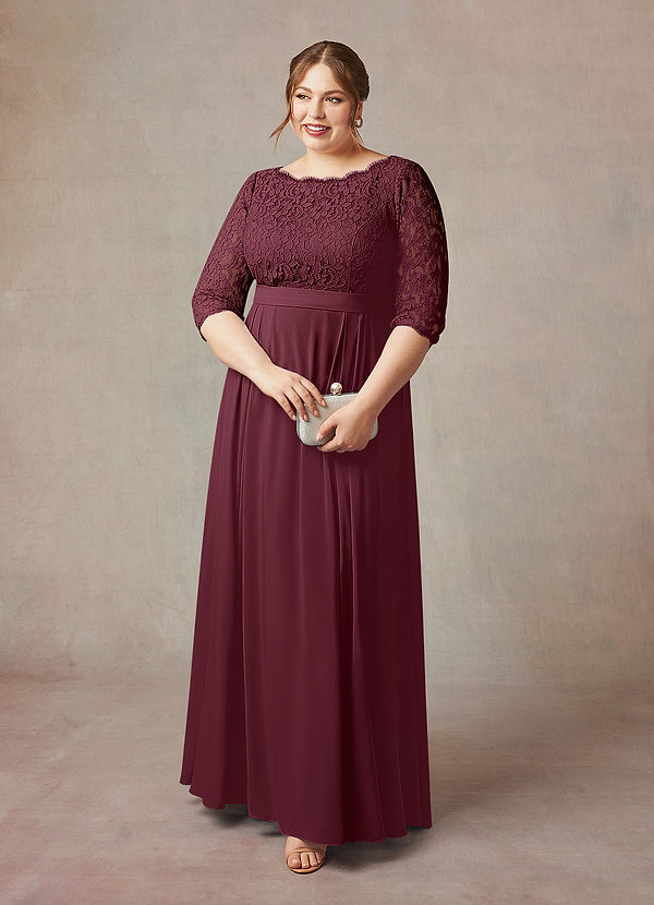 Azazie Lucianna Mother of the Brides Dresses Cabernet A-Line Lace Dress image1