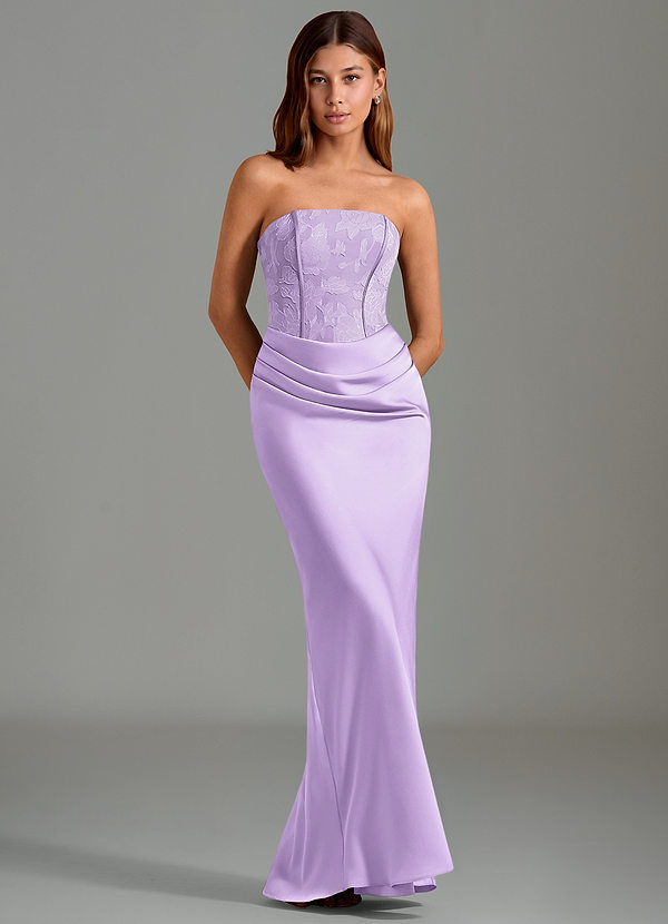 Azazie Emilia Brautjungfernkleider Meerjungfrau-Linie Schulterfrei Stretch-Satin Kleid Flieder image1