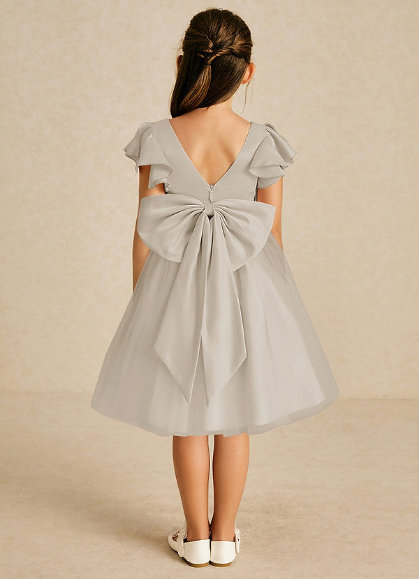 Azazie Kaeya Flower Girl Dresses Frost A-Line Bow Tulle Dress image1