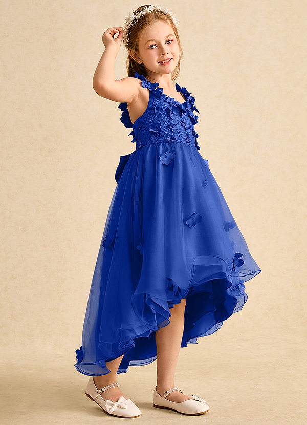 Azazie Tweety Flower Girl Dresses Royal Blue A-Line Lace Tulle Dress image1