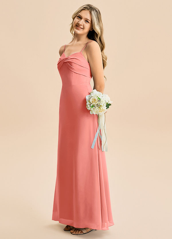 Azazie Jordyn Junior Klä av A-Line i Chiffong Älskling Halsringning image1