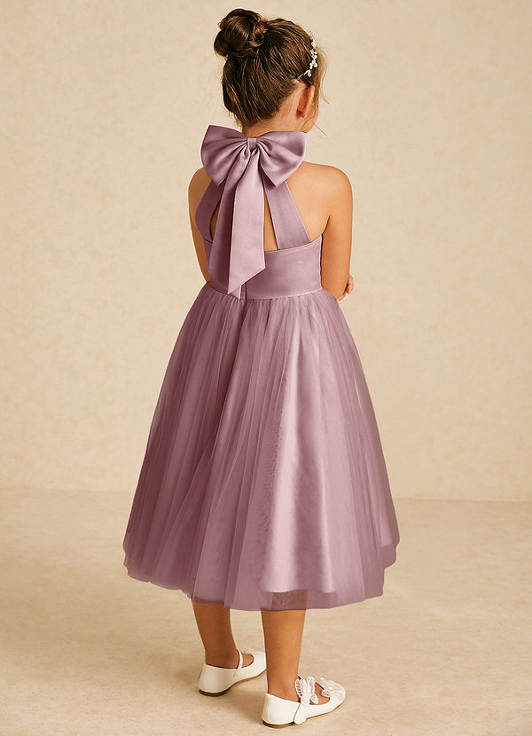 Azazie Dora Flower Girl Dresses Dusty Rose A-Line Bow Tulle Dress image1