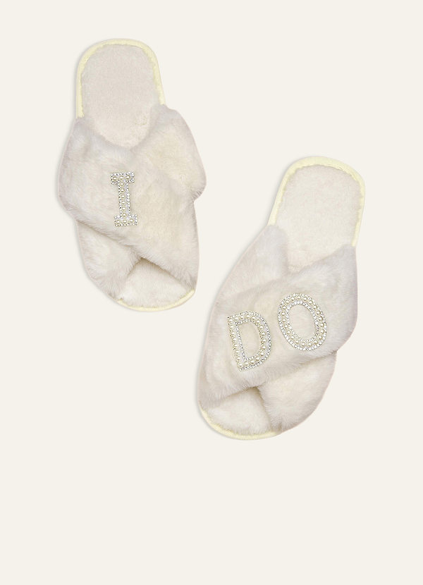 front Pantofole da sposa con perle sfocate