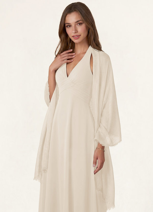 front Azazie Soft Wool Blend Textured Frayed Edge Shawl