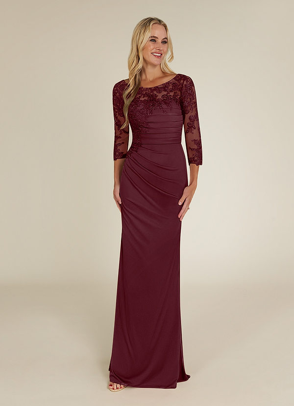 Azazie Alisondra Mother of the Brides Dresses Cabernet Sheath Scoop Lace Lace Dress image1