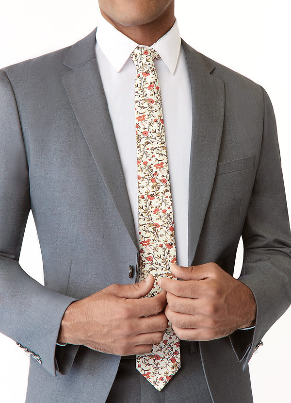 back Herbstliche schmale Krawatte mit Blumenmuster