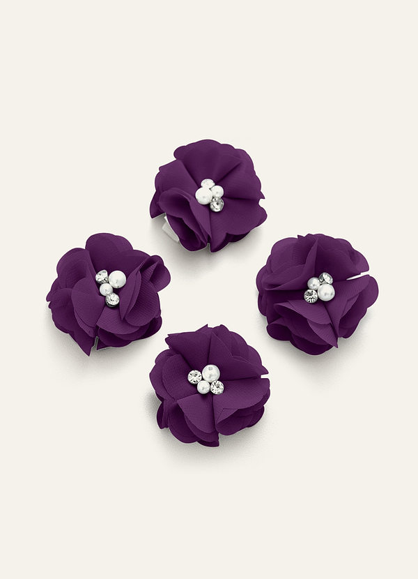 front Four-Piece Matching Color Chiffon Hair Clip Set