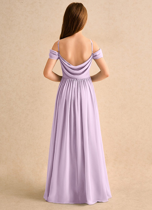 Azazie Shia Girls Formal Blumenkinder Kleider A-Linie Schulterfrei Chiffon Kleid Frostiges Flieder image1