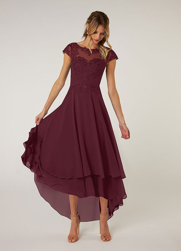 Azazie Shonda Abiti da Mamma Sposa Abito in Chiffon Pizzo Cabernet image1