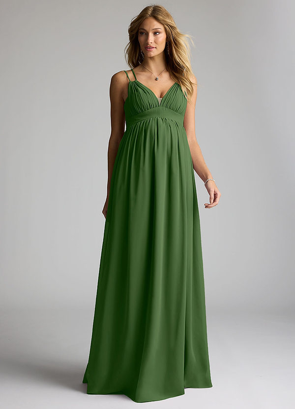 Azazie Emree Maternity Bridesmaid Dresses A-Line Chiffon Floor-Length Dress image1