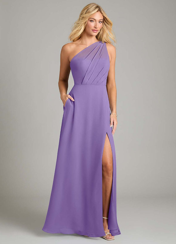 Azazie Phaedra Bridesmaid Dresses Tahiti A-Line One Shoulder Chiffon Dress image1