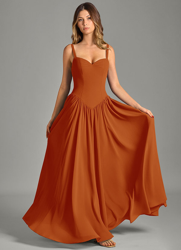 Azazie Evadina Suknie dla druhen Linia A Gorset Szyfon Do ziemi Sukienka image1