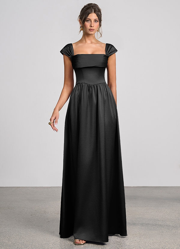 Odette Black Luminous Satin Maxi Dress image1