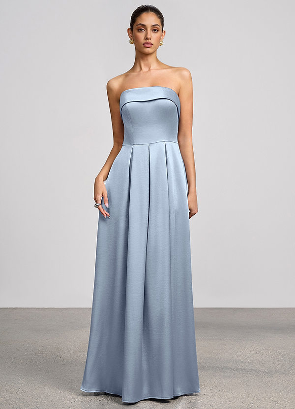 Isolde Dusty Blue Luminous Satin Maxi Dress image1
