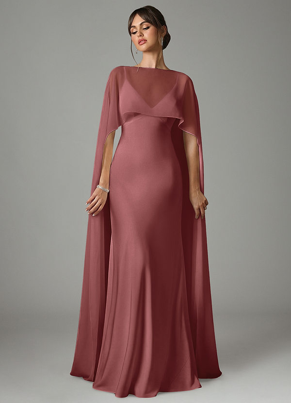 Azazie Stefania Bridesmaid Dresses Amethyst A-Line Stretch Satin Dress image1