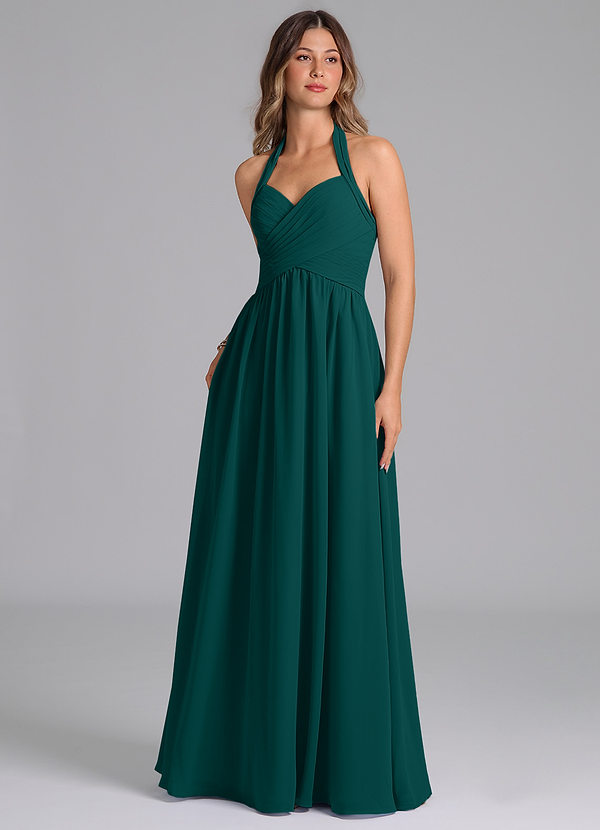 Azazie Darlyn Brudtärneklänningar Klänning av A-Linje i Chiffong Sweetheart halsringning Påfågelblå image1