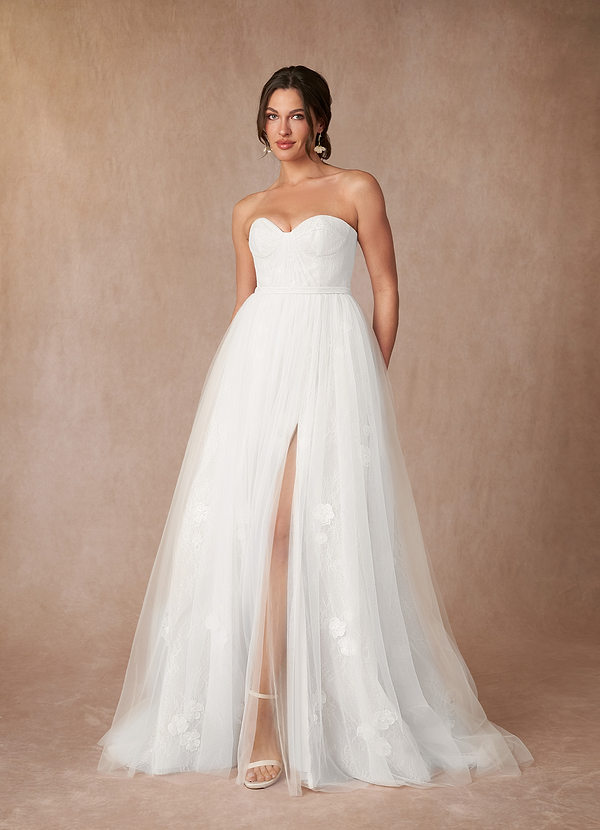 Azazie Leta Wedding Dresses Diamond White Ball-Gown Sweetheart Tulle Dress image1