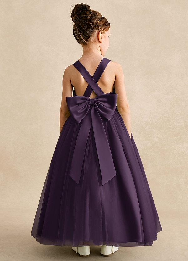 Azazie Peanut Flower Girl Dresses Plum A-Line Strap Tulle Dress image1