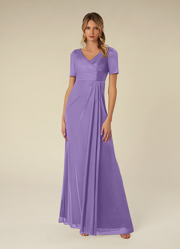 Azazie Bessie Brautmutterkleider A-Linie Plissee Gittergewebe Kleid Tahiti image1