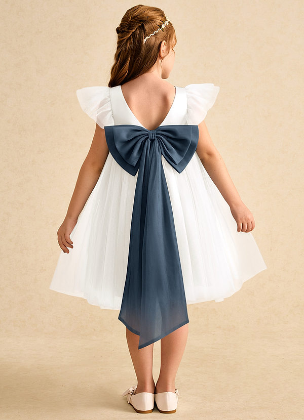 Azazie Munchkin Flower Girl Dresses Ivory Neptune A-Line Bow Tulle Dress image1