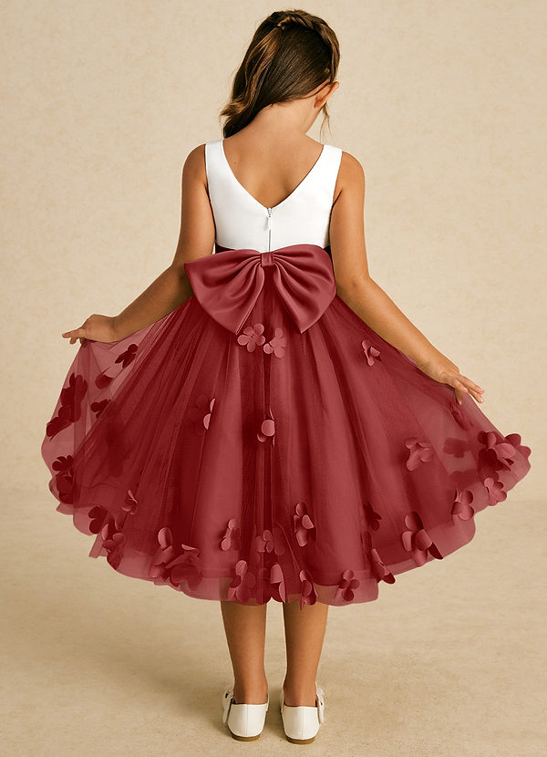 Azazie Sprout Flower Girl Dresses Rust A-Line Bow Tulle Dress image1
