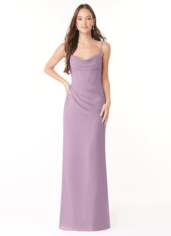 Azazie Mai Bridesmaid Dresses Wisteria Sheath Pleated Chiffon Dress image1