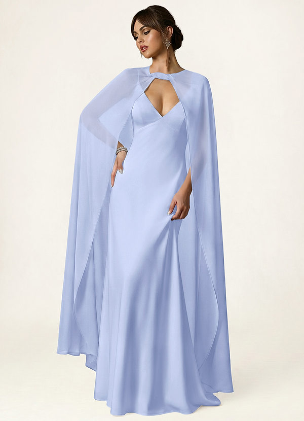 front Azazie Knot-Front Chiffon Long Cape