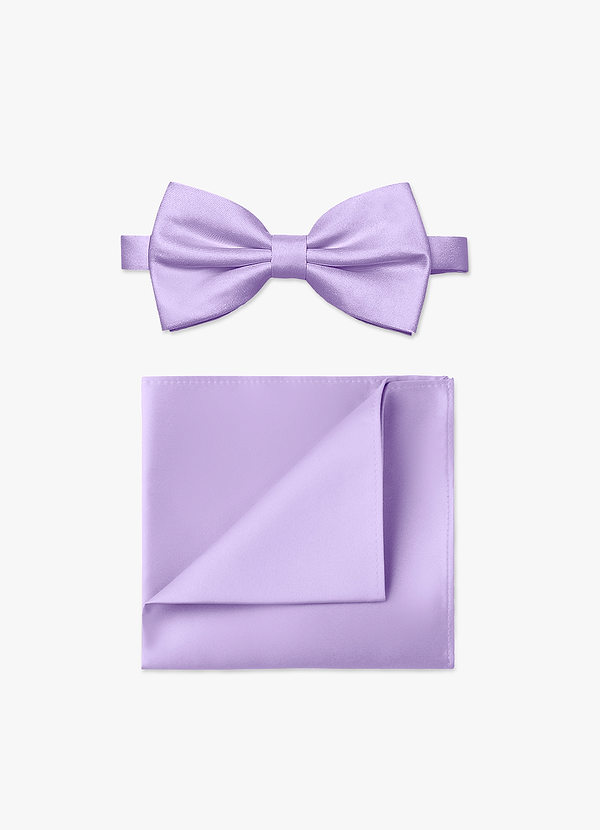 front Ensemble nœud papillon et pochette de costume en satin mat pour hommes