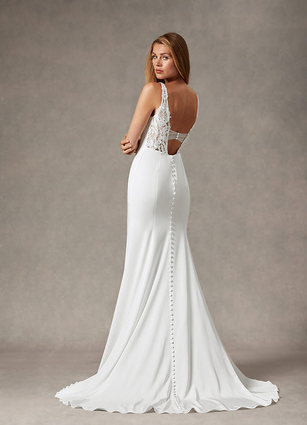 Azazie Cleopatra Wedding Dresses Diamond White Mermaid Scoop Sequins Crepe Back Satin Dress image1
