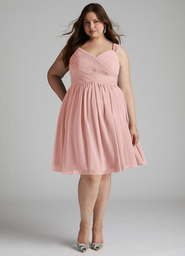 Azazie Angie Abiti da Damigella Abito A-Line in Chiffon Corsetto Rosa Cipria image1