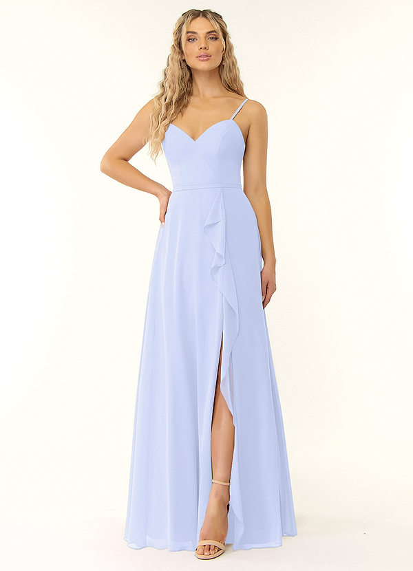 Azazie Naeem Bridesmaid Dresses Lavender A-Line V-Neck Ruffle Chiffon Dress image1