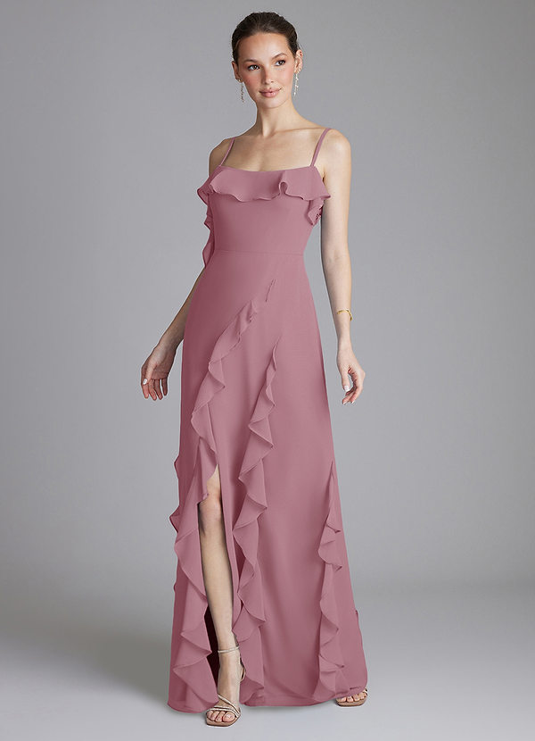 Azazie Malia Bridesmaid Dresses Vintage Mauve Sheath Ruched Chiffon Dress image1