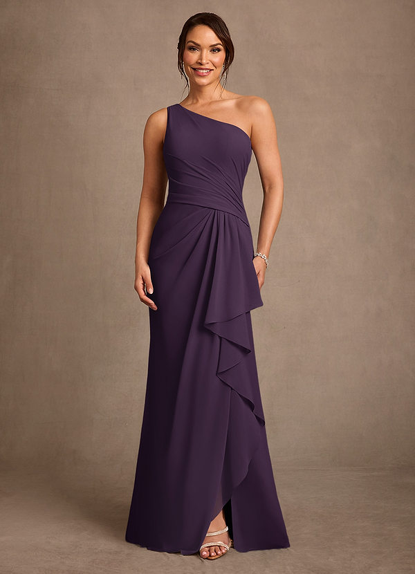Azazie Floy Mother of the Brides Dresses Plum Sheath One Shoulder Chiffon Dress image1