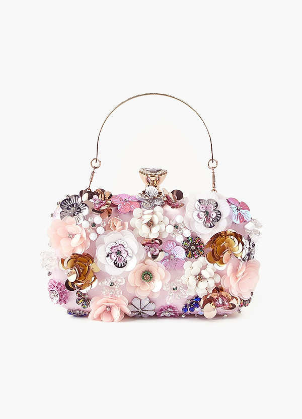 front Sequin Flower Embellished Clutch