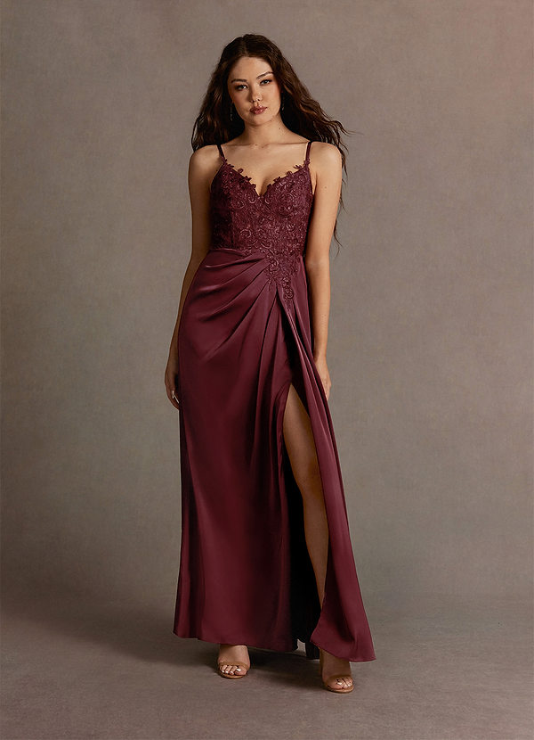 Shelby Wine Lace Up Back Maxi Dress image1