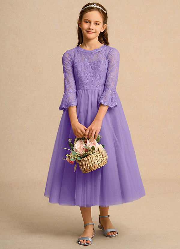 Azazie Lamb Girl Abiti da Ragazza di Fiori Abito Principessa in Pizzo Tahiti image1