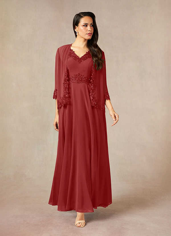 Azazie Devana Mother of the Brides Dresses Rust A-Line Sequins Chiffon Dress image1
