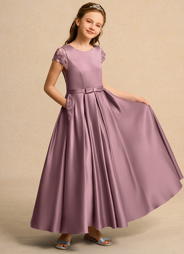 Azazie Bunny Girls Formal Robes de Fillette d'Honneur Robe Princesse en Dentelle Mauve Vintage image1