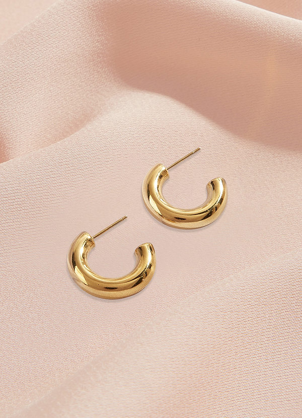 front Simple Thick Hoop Earrings