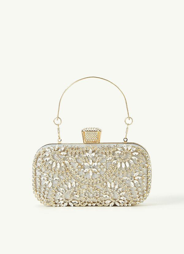 front Crystal And Rhinestone Embellished Clutch Bag
