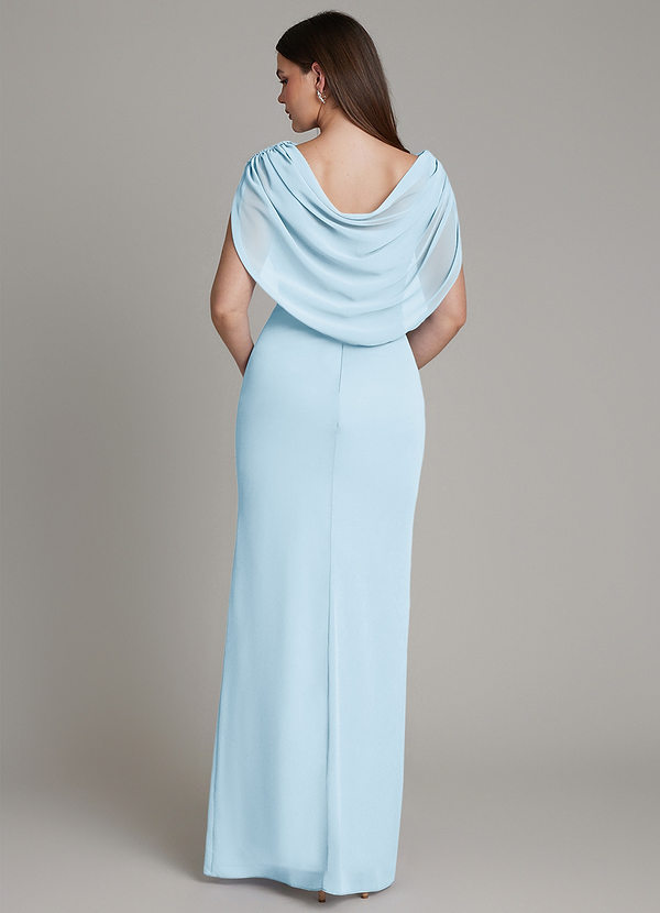 Azazie Hadley Bridesmaid Dresses Sky Blue Mermaid Pleated Chiffon Dress image1