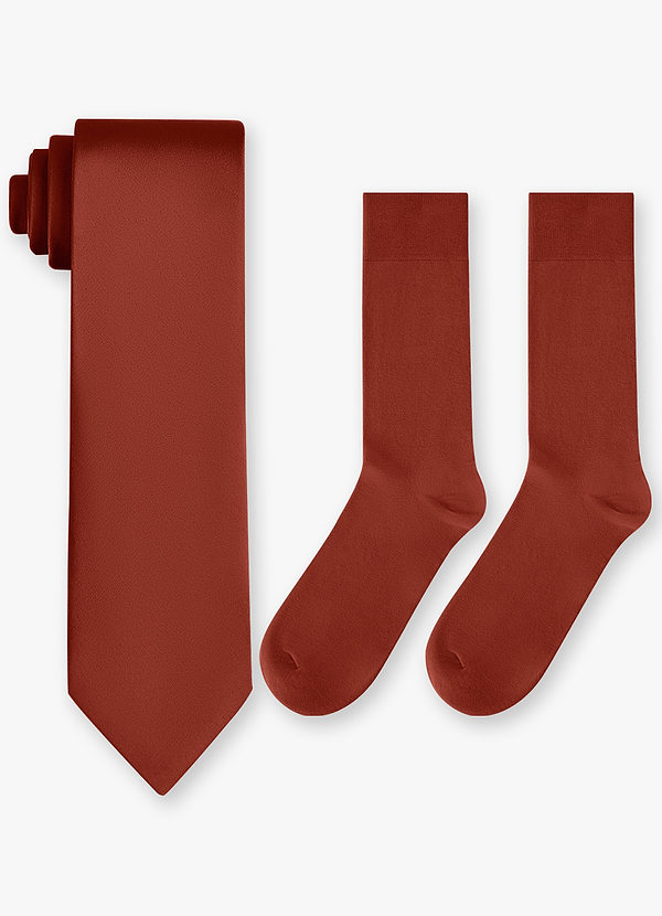 front Ensemble cravate large en satin extensible et chaussettes en coton assorties