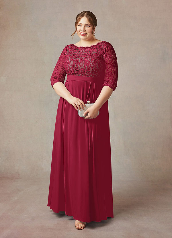 Azazie Lucianna Mother of the Brides Dresses Burgundy Taupe A-Line Lace Dress image1
